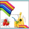 Pailles à Boire St Sile Stripes 6 Couleurs Eco Sts Réutilisables Pour Tasses De 800 Ml Smoothie Sucker Flexible 616 V2 Drop Delivery Home Dh1Xr