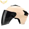 Cycling helmen intrekbare helm voor motorfiets vintage jet met dubbele zon vizier lens zomer heren dames open gezicht helm voor motorfiets T221107