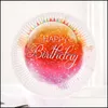 Disposable Dinnerware Happy Birthday Disposable Paper Plate Set 10Pcs 7 Inches Party Tableware Cake Fruit Candy Tray Drop Delivery H Dh3Tc
