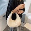 Bolsas de noite de ombro sólido na moda para mulheres Bonita Hobo Tote Bolsa Clutch com fecho de zíper Mini bolsa de axila feminina Couro PU