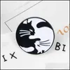 Pins Brooches Fashion Cat Pins Black White Two Cats Brooches Enamel Autism Badges Custom Bag Clothes Lapel Pin Punk Jewelry Gift Dr Dhoku