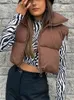 Gilets pour femmes gilet femmes automne hiver vestes haut court 2022 2023 luxe Harajuku Y2k sans manches rembourré vers le bas Puffer gilet vêtements chauds