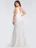 Fishtail Wedding Dress Oversize Deep V-Neck Lace Party EP08838