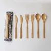 Derenwerk stelt 3 stks/set tafelbaren bamboe mes vork lepel set picknick reizen wandelen camping bestek gebruiksvoorwerpen draagbaar