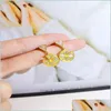 Stud Stud Summer Yellow Orange Lemon Slice Fruit Belle Boucles D'oreilles Pour Les Femmes Incrusté Strass Cristal Mignon Fille Coréenne Bijoux Drop De Dhtd2