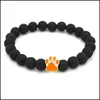 Beaded 10 Colors Dog Paw 8Mm Black Lava Stone Beads Strand Bracelet Essential Oil Diffuser Bracelets Volcanic Rock Footprint Beaded Dhzwd