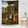 Tapestries Christmas Tapestry Nativity Scene Wall Hanging Jesus Angel Easter Decor Christ Birth Manger For Home Decoration