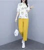 Kvinnors tr￤ningsdr￤kter Kvinnor Summer Fashion Two-Piece Set Pants Set Outfits Female Printed Tops Suits Casual 2 PCS Matching