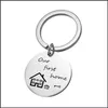 Nyckelringar Creative rostfritt stål Keychain Nya hemmycken Våra första nycklar Ring Keychains Lovers Couples Present Housewarming Drop D Dhuce