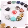 Encantos 30Mm Sin Agujero Corazón Granos Sueltos Piedras Naturales Encantos Curación Reiki Cristal de Cuarzo Rosa Cabina Para Diy Hacer Manualidades Decorar Judío Dhr6W