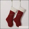 Christmas Decorations Christmas Knitted Stockings 18 Inches Classic White Red Green For Xmas Family Holiday Party Drop Delivery Home Dhxc5