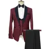 Męskie garnitury Blazers 3 szt. Set Set Pants Kamizel / butikowy ślub Dark Wzór gospodarza Formalne spodnie dressowe 221111