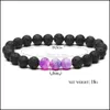 Braccialetti con ciondoli Fashion Weathering Colorf Agate 8Mm Black Lava Stone Beads Bracciale Olio essenziale Per diffusore Bracciali Yoga Jewelr Dhtmc