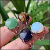 Bagues de cluster Bague en cristal de pierre naturelle pour femmes ouvertes Reiki Guérison Lapis Tiger Eye Rose Violet Quartz Bagues Fête Mariage Dhwtp