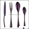 Flatware Sets Metal Cutlery Sets Stainless Steel Bright Color Plated Knife And Fork Spoon Dinnereware Kits Western Food Flatware Sui Dhck7