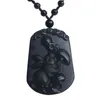 Collares con colgante Collar de piedras preciosas de obsidiana negra natural 50x33x10mm