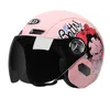 Caschi da ciclismo Casco da moto elettrico carino Visiera a lente singola Casco da moto rosa Bicicletta Uomo Donna Scooter estivo Moto Casco T221107