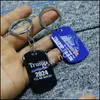 Other Festive Party Supplies 2024 Trump Keychain Stainless Steel Ill Be Back Save America Again Key Ring Party Accessories Drop De Dhxbm