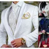 Herrenanzüge Blazer Maßgeschneiderte Größe Jacquard Groomsmen weiß Bräutigam Smoking Schal Revers Männer Hochzeit Prom Mann Blazer Jacke mit Hosen Set 221111