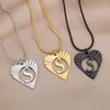 Pendant Necklaces Hollow Initial Letter Heart Necklace For Women Stainless Steel Gold Color Love Anniversary Jewelry Gift