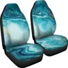 Housses de siège de voiture Blue / Green Liquid Marble Print Abstract Pair 2 Front Protector Ac