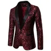 Mäns kostymer Blazers Gold Jacquard Bronzing Floral Suit Mens Single Button Jacket Wedding Dress Party Singer Costume 221111