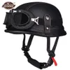 Cykelhjälmar PU läder Motorcykelhjälm Men Casco Motro Retro Vintage Cruiser Chopper Scooter Cafe Racer Cascos Moto Helmet T221107