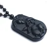 Collares con colgante Collar de piedras preciosas de obsidiana negra natural 50x33x10mm