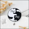 Stift broscher mode katt stift svart vita två katter broscher emalj autism märken anpassad väska kläder lapel pin punk smycken present dr dhoku