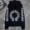 Mens Fashion Luxury Sweatshirts Ch Designer Hoodies Zipper Sanskrit Graffiti Hooded tröja Cross Pullover Hoodie Casual Women Coat 1C6F