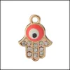 Charms smalto di cristallo Fatima Hamsa Charm Eyes Pendenti per braccialetto Collana Gioielli Lega di metalli Accessori per la produzione all'ingrosso Drop D Dhvmr