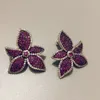 Stud Bilincolor Fashion Flower Floral Purple Cubic Zircon Boucles d'oreilles de mariée pour femmes Mariage 221111