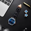 Wristwatches Reef Tiger/RT 2022 Men Automatic Watch Leather Strap Blue Dial Rose Gold Casual Business Mechanical Watches