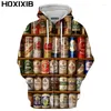 Męskie bluzy hoxixib jesienne kemping mężczyźni z kapturem 3d print napój piwo zamka błyskawiczna