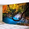 Tapestries Zonsondergang Zonlicht Landschap Tapijt Tapestry Autumn Forest Plant Tree Natere landschap Muur Hanging Hange Woonkamer Slaapkamer Decor Esthetisch