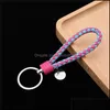 Other Festive Party Supplies Weaving Pu Leather Keychain Simple Style Car Key Pendant Creative Bag Rope Party Promotion Small Gift Dhinq