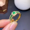 Wedding Rings S Simulation Natural Colombian Emerald Colorful Ring Women's Luxury Green Zircon Opening Adjustable Party Jewelry