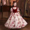 Burgund Blumenmädchenkleider 2022 Erstkommunion Kleider für Mädchen Ballkleid Hochzeit Party Kleid Kinder Abend Ballkleider