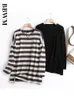 Women's Hoodies Sweatshirts Women High Quality Striped Print Oversize Long Sleeve O Neck Loose Pullovers Female Tops 221111