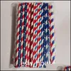 Drinking Straws 25Pcs/Pack Usa Flag Paper Sts 4Th Of Jy Patriotic Day Drinking Americana Themed Party Celebration Supplies Drop Deli Dhwkr