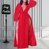 Grande taille robes XL-5XL 2022 automne tenues femmes vêtements mode Sexy femme à manches longues fendu fête robe de soirée en gros