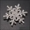 Stift brosches crystal snöblomma brosch pin charm kvinnor pärla pendel rhinestone stor snöflinga vinter tema julbroscher hela dhvjx