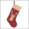 クリスマスの装飾クリスマスストッキングバッグクロスストライプエルクソックス漫画サンタディアクリスマスツリーハンギングデコレーションスノーマンギフト博士dhylw