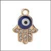 Charms smalto di cristallo Fatima Hamsa Charm Eyes Pendenti per braccialetto Collana Gioielli Lega di metalli Accessori per la produzione all'ingrosso Drop D Dhvmr