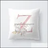 Pillow Case 26 Letter Cloth Cushion Ers Flower Pattern Home Decor Pillow Case Sofa White Square Soft Cushions New Arrival 4Md G2 Dro Dhyeu