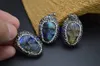 Colliers pendants Labradorite Naturel Skull Skull Stone Paves Crystal Perles sur le collier de l'ajustement latéral Fabriquant 5pc / Lot