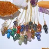 Pendant Necklaces Luxurious Mushroom Carved Stone Gemstones Pendant Charms Wire Wrap Women Healing Crystals Figurine Necklace Jewelr Dhrhv