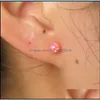 Stud Stud 4Mm Rouge Bleu Opale De Feu Boucles D'oreilles 925 Sterling Sier Bijoux Pour Ladys Cadeau Boucle D'oreille Avec Estampillé Drop Delivery Dhict