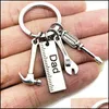 Belangrijkste ringen roestvrij staal sleutelhanger gegraveerde vader papa opa -tools sleutelringen cadeau voor vaders dag creatieve vaderketen sieraden drop dh1sm