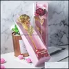 Autres fournitures de fête de fête 24 carats Feuille d'or Rose Fleur avec boîte Anniversaire Saint Valentin Mariage Anniversaire Fête Fleurs romantiques DHFRC